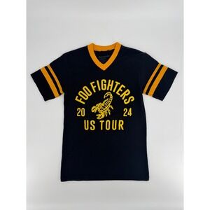 Foo Fighters 2024 US Tour Shirt Black Yellow Scorpion Jersey V-Neck Small